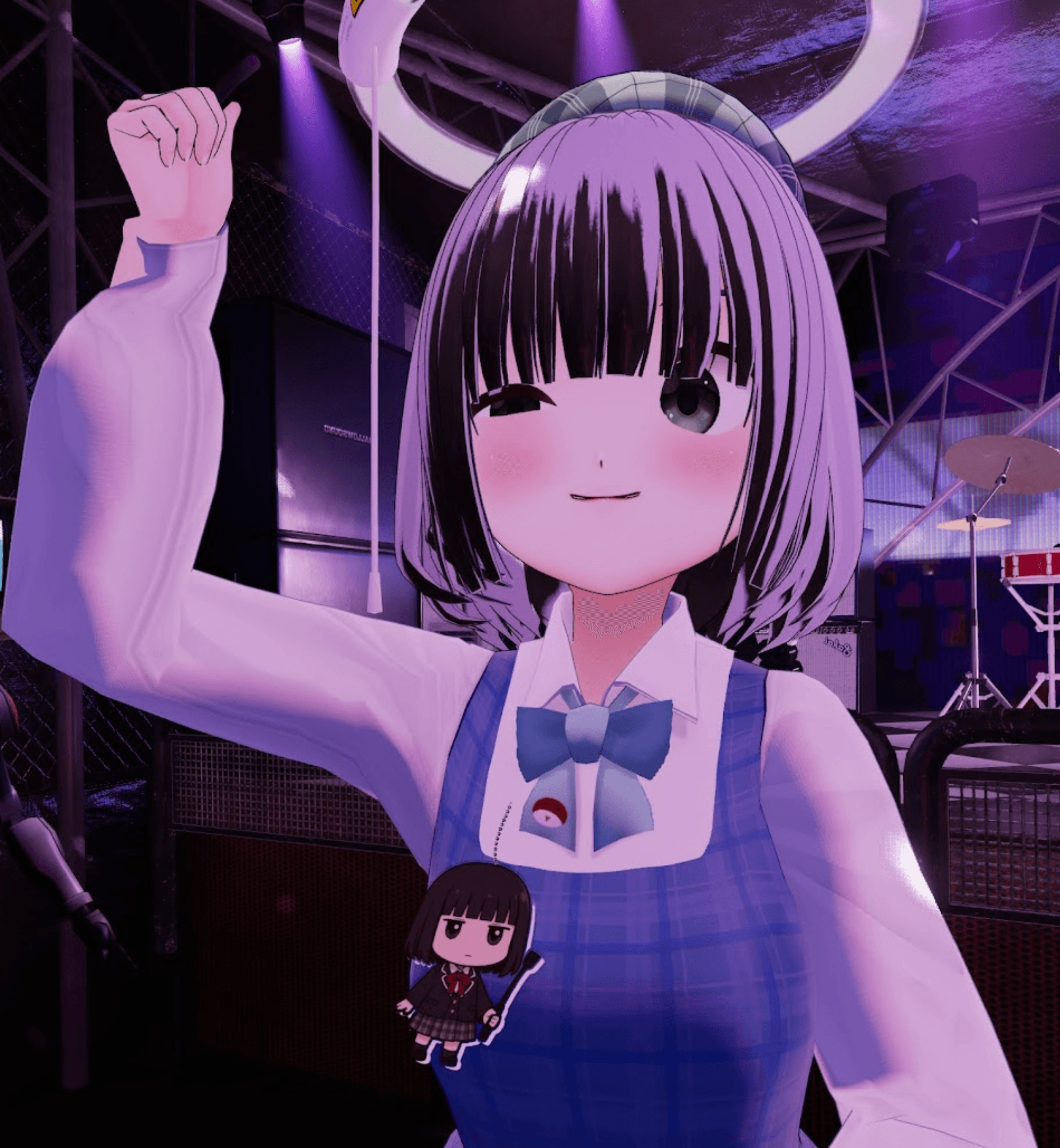 光るリングを背にしたスパ子